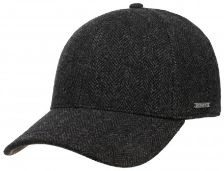 Caps - Stetson Wool Herringbone Baseball Cap (czarny)