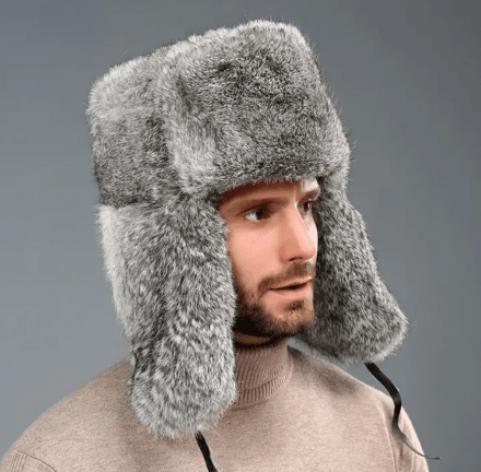 Czapki zimowe - Trapper Hat with Faux Fur (Brązowy)
