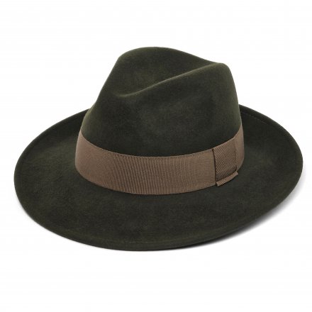 Kapelusze - Gårda Volterra Fedora Wool Hat (wojskowy zielony/beżowy)