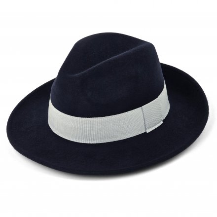 Kapelusze - Gårda Volterra Fedora Wool Hat (granatowy/ecru)
