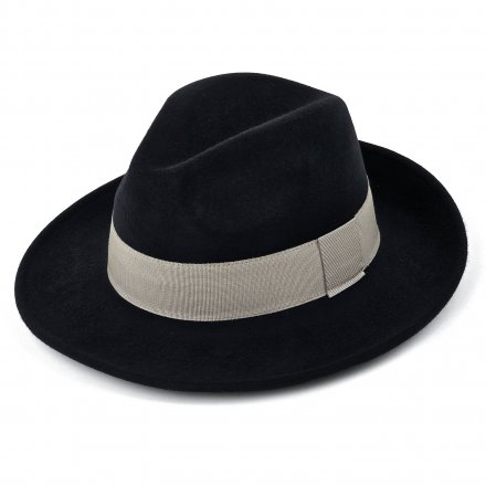 Kapelusze - Gårda Volterra Fedora Wool Hat (czarny/kremowy)