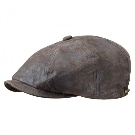 Kaszkiet - Stetson Hatteras Leather Flat Cap (brązowy)