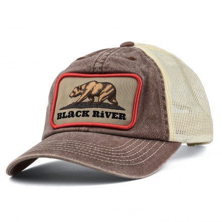 Czapka z daszkiem - Black River Grizzly Washed Trucker (brązowy/krem)