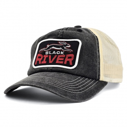 Czapka z daszkiem - Black River Hare Washed Trucker (czarny/kremowy)