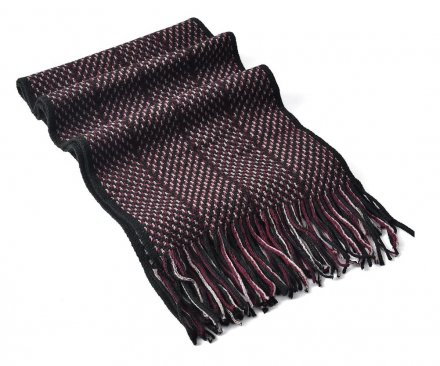 Szaliki - Gårda ZigZag Knitted Tassel Scarf (Czarny/Czerwony)