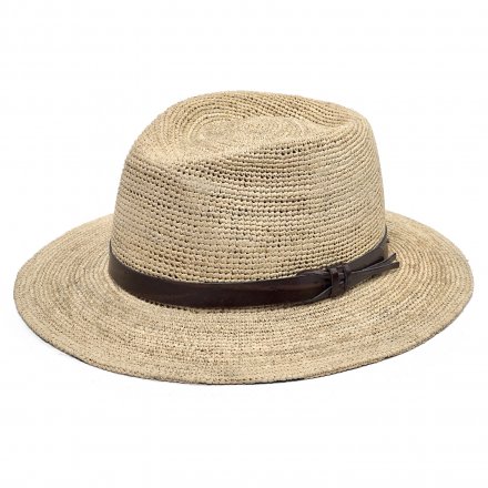 Słomiany kapelusz - Gårda Funchal Raffia Fedora (jasny naturalny/ciemny brąz)