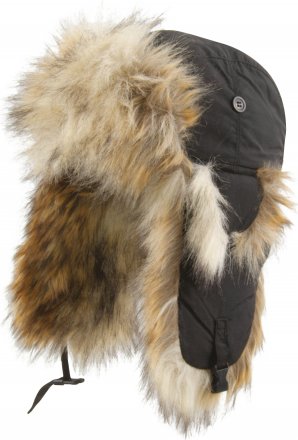 Czapka - MJM Trapper Hat Taslan with Faux Fur (Czarny/Nature)