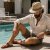 Słomiany kapelusz - Gårda Marzagan Raffia Trilby (naturalny/niebieski)