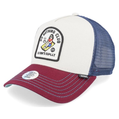 Czapka z daszkiem - Djinns HFT DNC New 1.3 Trucker (ecru/niebieski/czerwony)