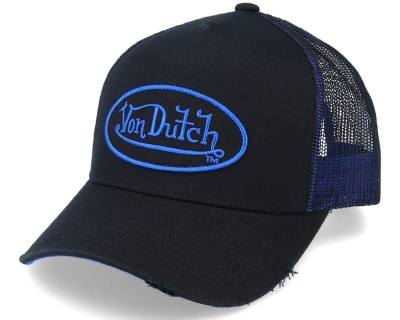 Czapka z daszkiem - Von Dutch Distressed Oval Patch Trucker (czarny/niebieski)