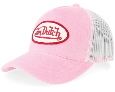 Czapka z daszkiem - Von Dutch Oval Patch Velour Trucker (różowy)