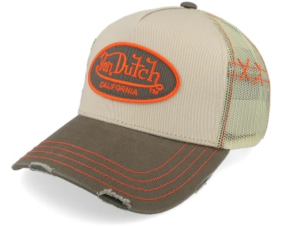 Czapka z daszkiem - Von Dutch Distressed Oval Patch Trucker (beż/brąz)
