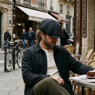 Kaszkiet - Gårda Aberdour Newsboy (czarny/szary)