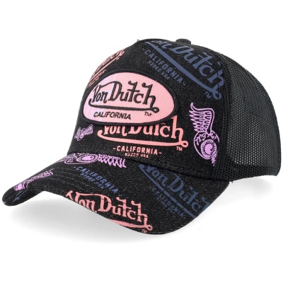 Czapka z daszkiem - Von Dutch Oval Patch Text Print Trucker (czarny)