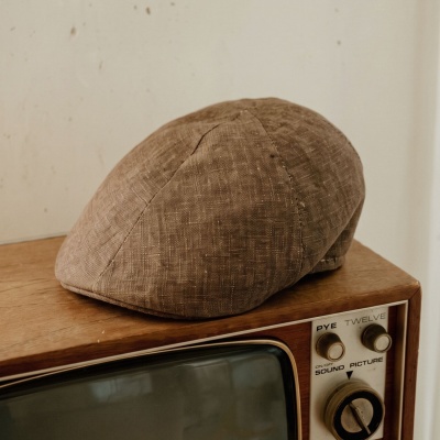 Kaszkiet - Gårda Tallone Linen Flat Cap (brązowy)