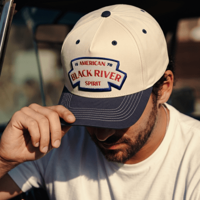 Czapka z daszkiem - Black River Nashville Cotton Snapback (białawy/granatowy)