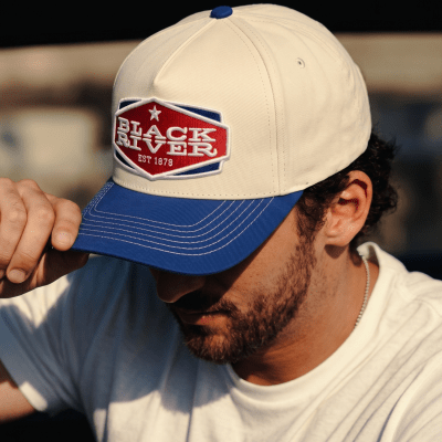 Czapka z daszkiem - Black River Cincinnati Cotton Snapback (ecru/niebieski)