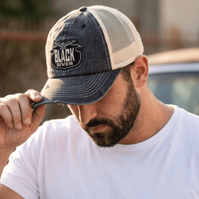 Czapka z daszkiem - Black River Eagle Washed Trucker (czarny/kremowy)