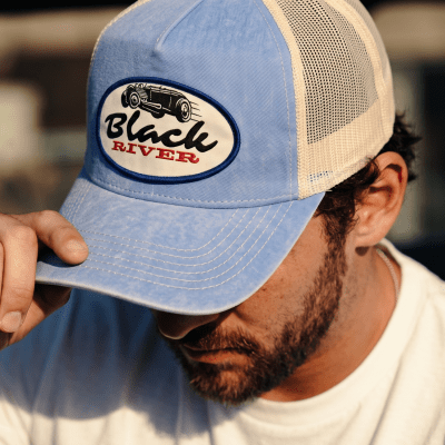Czapka z daszkiem - Black River Hot Rod Washed Trucker (jasnoniebieski/krem)