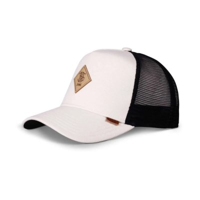 Czapka z daszkiem - Djinns HFT Cotton Knit Trucker (ecru/czarny)