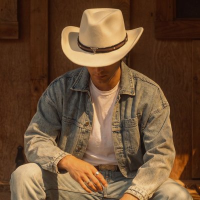 Kapelusze - Gårda Santaquin Crushable Wool felt Western hat (biały)