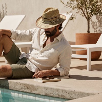 Słomiany kapelusz - Gårda Agulo Natural Straw Trilby (naturalny/kremowy)
