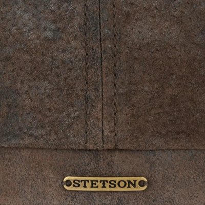 Kaszkiet - Stetson Bienville Leather Newsboy Cap (ciemny brąz)