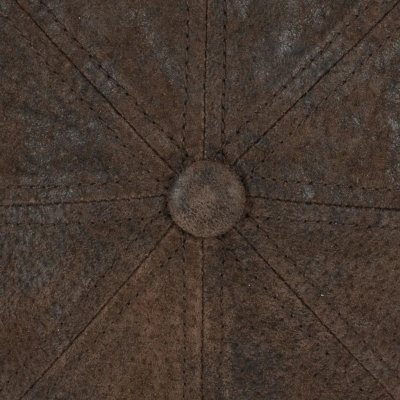 Kaszkiet - Stetson Bienville Leather Newsboy Cap (ciemny brąz)