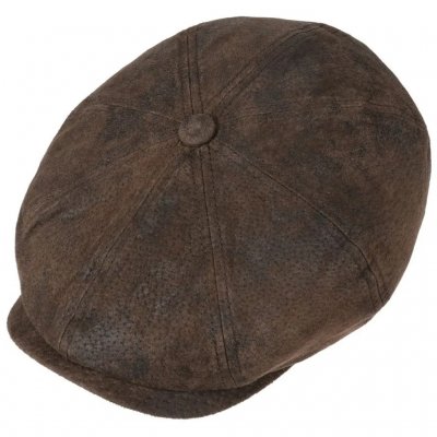 Kaszkiet - Stetson Bienville Leather Newsboy Cap (ciemny brąz)