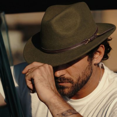 Kapelusze - Gårda Vicenza Crushable Wool felt Fedora (zielony)