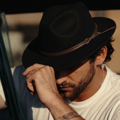 Kapelusze - Gårda Vicenza Crushable Wool felt Fedora (czarny)