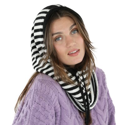Kominiarka - Gårda Valloire Striped Wool Mix Balaclava (czarny/biały)