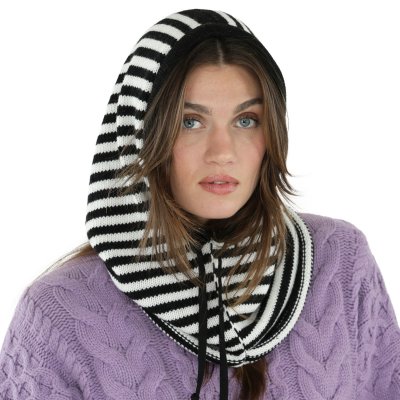 Kominiarka - Gårda Valloire Striped Wool Mix Balaclava (czarny/biały)