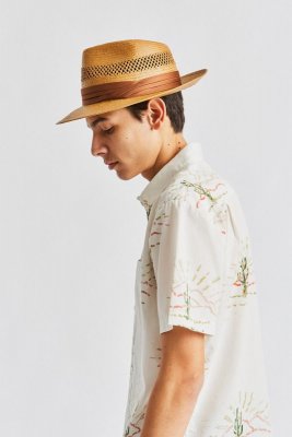 Kapelusze - Brixton Goodman Straw Fedora (brązowy)