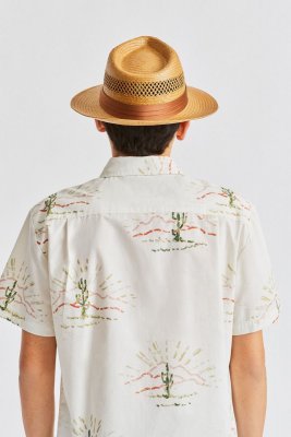 Kapelusze - Brixton Goodman Straw Fedora (brązowy)