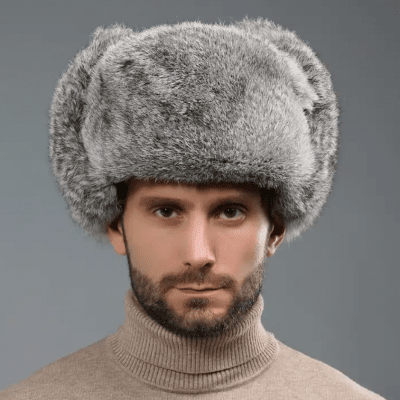 Czapki zimowe - Trapper Hat with Faux Fur (Brązowy)