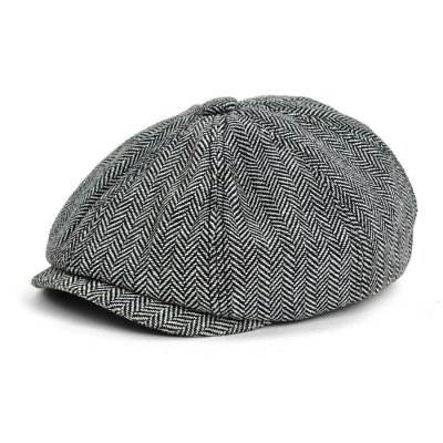 Kaszkiet - Gårda Digby Newsboy Cap (czarny/biały)