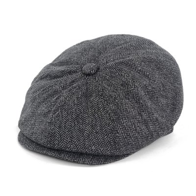 Kaszkiet - Gårda Premium Oakham Wool Newsboy (czarny/biały)