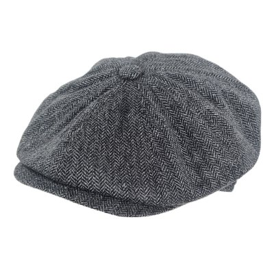 Kaszkiet - Gårda Premium Oakham Wool Newsboy (czarny/biały)
