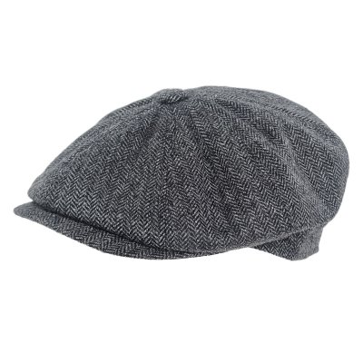 Kaszkiet - Gårda Premium Oakham Wool Newsboy (czarny/biały)