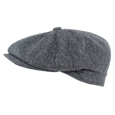 Kaszkiet - Gårda Premium Oakham Wool Newsboy (czarny/biały)