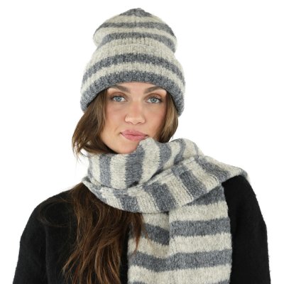 Szaliki - Gårda Grindelwald Striped Wool Mix Scarf (beżowy/szary)