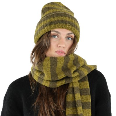 Szaliki - Gårda Grindelwald Striped Wool Mix Scarf (zielony)