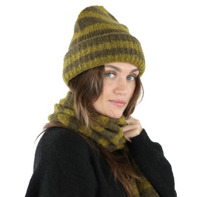 Szaliki - Gårda Grindelwald Striped Wool Mix Scarf (zielony)