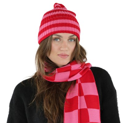 Szaliki - Gårda Kitzbühel Merino Wool Check Scarf (czerwony/różowy)