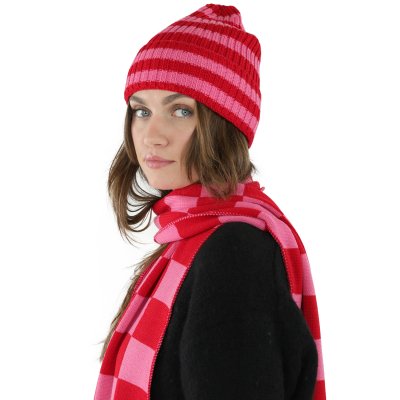 Szaliki - Gårda Kitzbühel Merino Wool Check Scarf (czerwony/różowy)