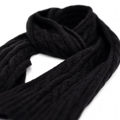 Szaliki - Gårda Sölden Cable Knit Wool Mix Scarf (czarny)