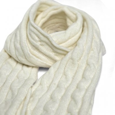 Szaliki - Gårda Sölden Cable Knit Wool Mix Scarf (biały)