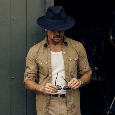 Kapelusze - Gårda Volterra Fedora Wool Hat (granatowy)
