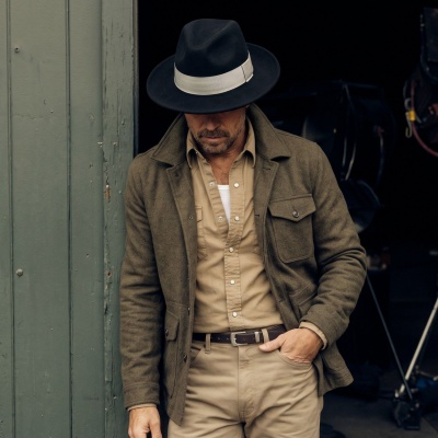 Kapelusze - Gårda Volterra Fedora Wool Hat (granatowy/ecru)